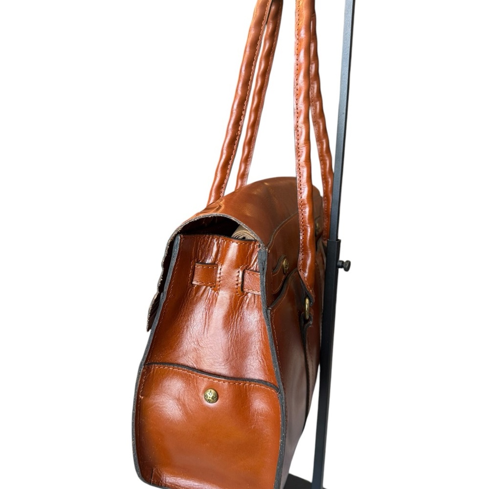 Patricia Nash Vienna Satchel Handbag Tan Tooled Leather Floral Bag NEW Luxury - Picture 3 of 16